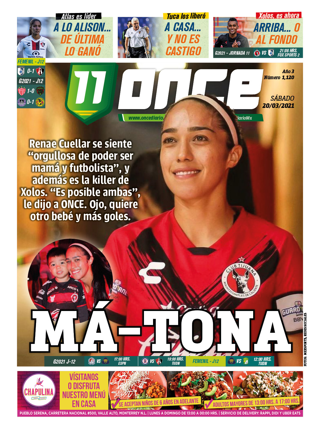 La Tapa ONCE 1120: MÁ-TONA, el sueño de Renae Cuellar, delantera de Xolos Femenil