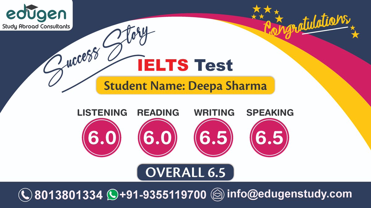 🎊Congratulations Deepa on your well-deserved success🏆
At Edugen we feel very proud of such 🙌achievements by our students and inspire everyone to attain their 🎯goals dedicatedly🙇‍♂️
Visit Here - edugenstudy.com
#edugen #IELTSResult #IELTSprepration #TOEIC #LearnEnglish
