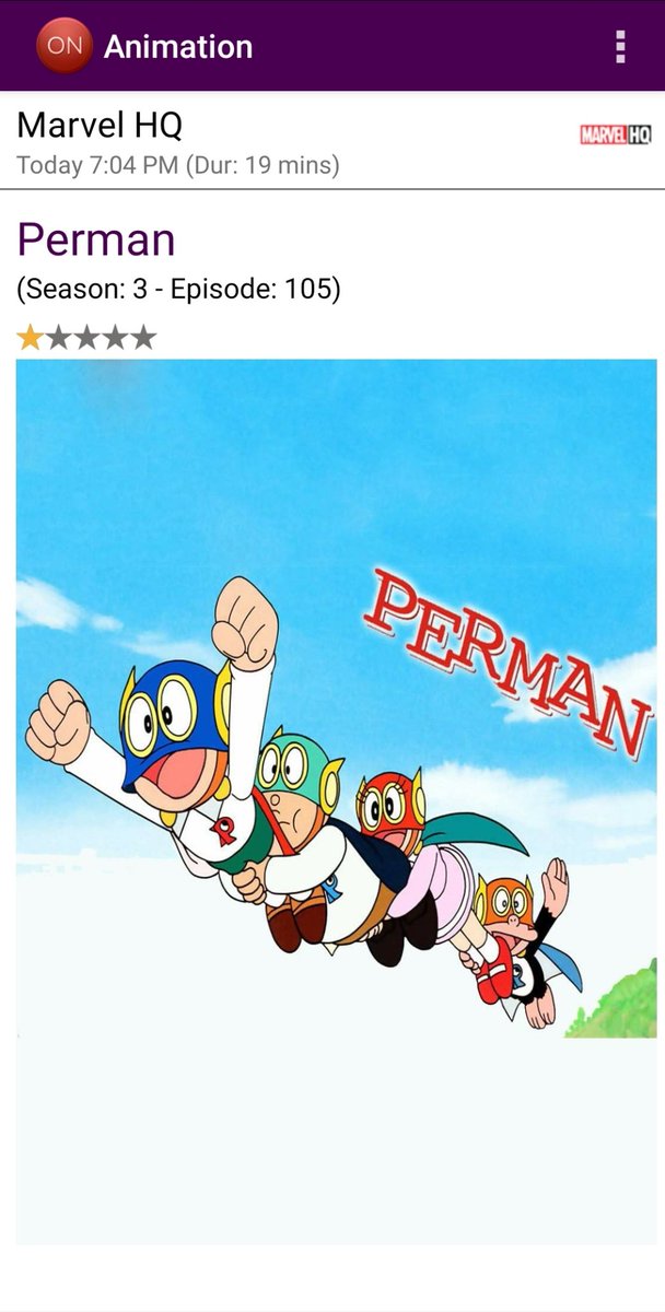 StandbymeDorae1's tweet photo. Perman New Timing on Marvel Hq.

Today evening at 7:04 PM. Season 3 Episodes. 

#Perman 

@anime1402 @PermanBadge @MitsuoSuwa01 @Nana11186795 @Perman_channel  @TOONTALK10 @GBPrashant @Gaur_Brothers @Skdimensionn @dtstoons @ANTMANIME @Animeun16880345 @DisneyIndia @Marvelhqindia https://t.co/CGuMzaURVJ