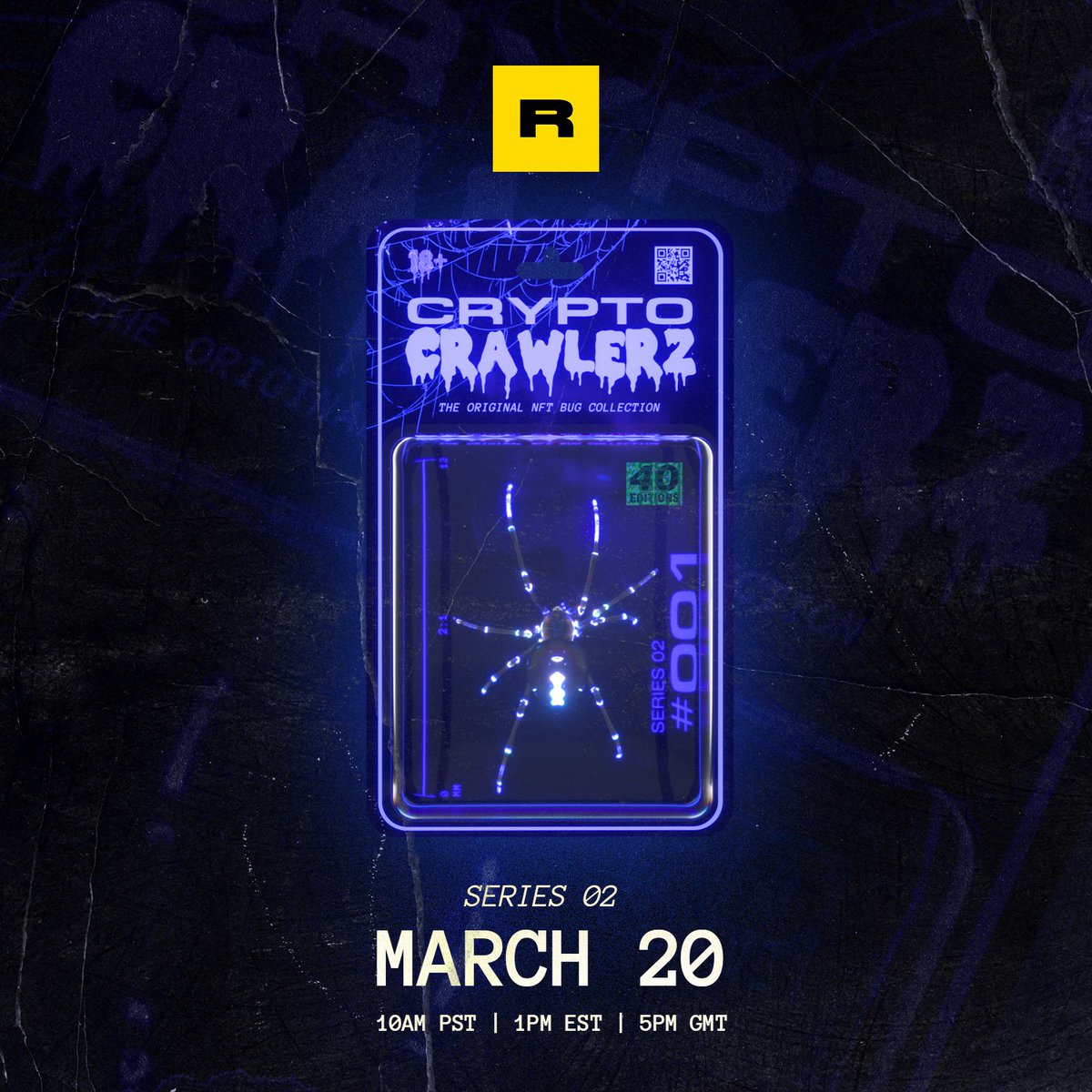 cryptocrawlerz's tweet photo. SERIES 02 / #001 / LUTHER 🕷️💜

OUR FIRST ANIMATED CRAWLER! 😯

DROPPING ON 3/20/21 @rariblecom 🕸️

10AM PST | 1PM EST | 5PM GMT 🔥

A NEW OPPORTUNITY TO COLLECT THE ENTIRE 2ND SERIES IS HERE #CryptoCrawlerz BUG CATCHERS AND COLLECTORS 🪱🪰💜

#NFT #NFTCommunity #nftcollectors https://t.co/f8k66hJIh1