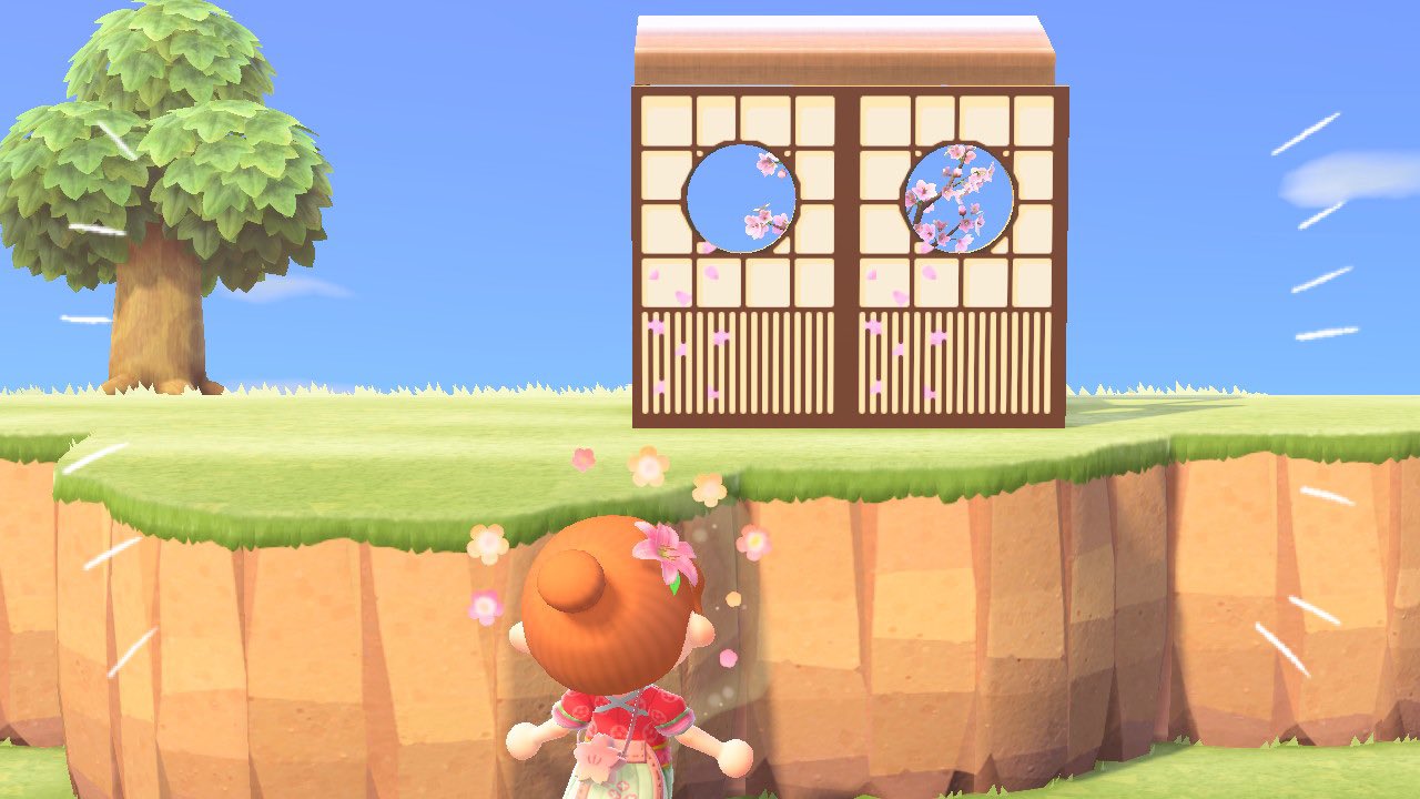 わんだー 丸窓の障子からさくらのえだが見たくて やっつけで作成 間にやたいを挟んだら 上から枝が飛び出さなくなったけど 使い勝手は悪そう 笑 あつまれどうぶつの森 顔出し看板 マイデザイン 障子 T Co Fld41hndox Twitter