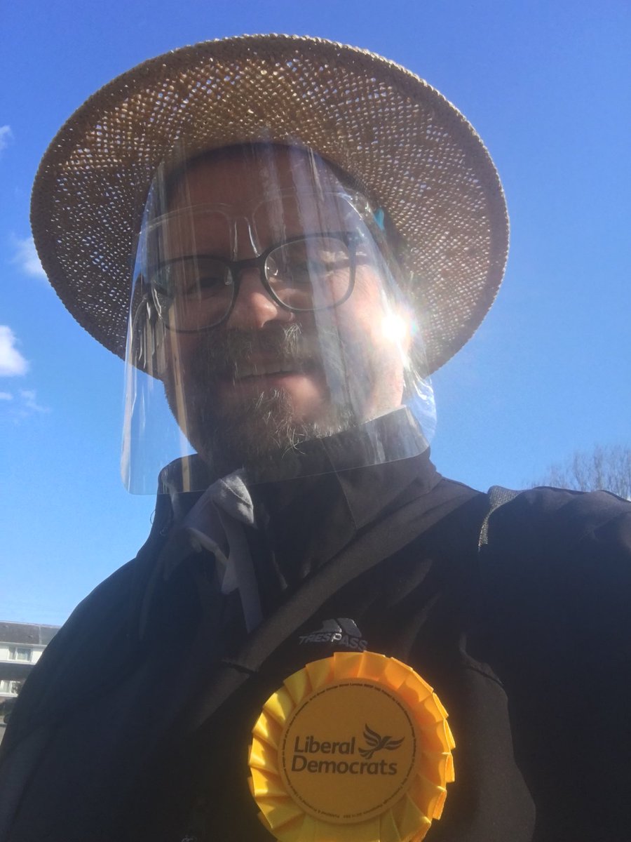 LibTrevor's tweet image. Sunny enough for Covid compliant straw hat. #votetrevor