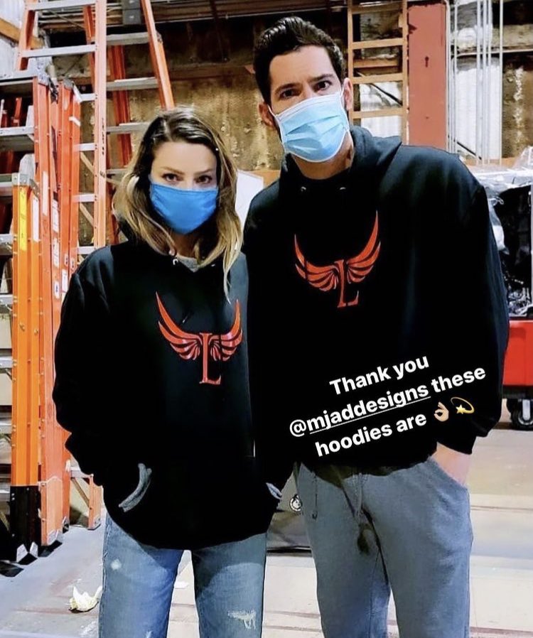 Tom_EllisFans's tweet photo. #LaurenGerman &amp; #TomEllis #LuciferSet #Lucifer #LuciferSeason6 #Hoodie by #mjaddesigns https://t.co/ZexxA2Ppv8