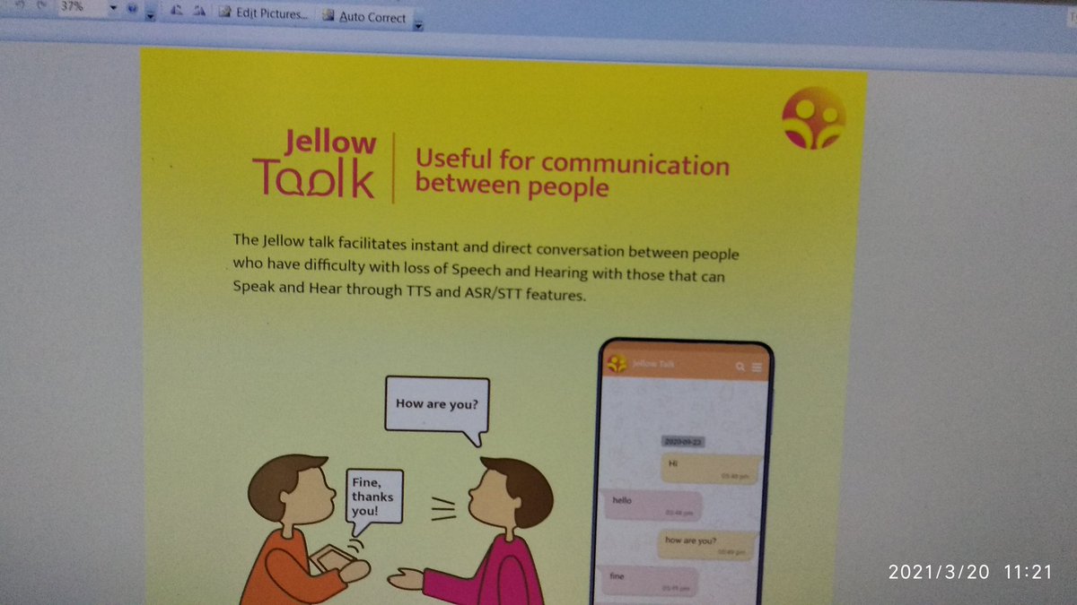 jellowapp's tweet photo. The #Jellow talk facilitates instant and direct conversation between people who have difficulty with loss of Speech and Hearing and those that can Speak and Hear through TTS and ASR/STT features.
#Jellowtalk is available on Android. Learn more at https://t.co/0DhE91BtTH https://t.co/eeaTtGJhx6