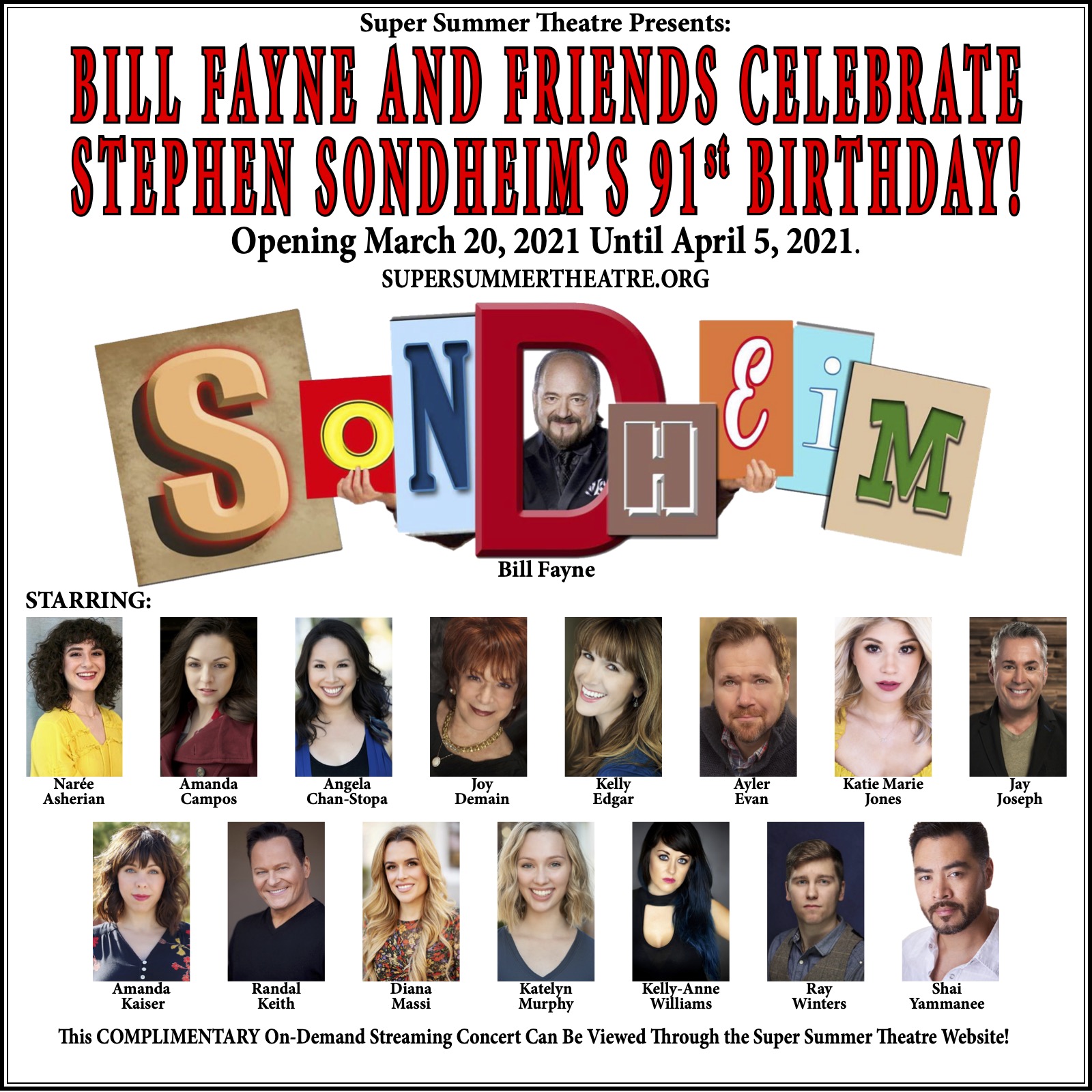 Available NOW! Complementary On Demand Streaming Concert! Happy Birthday Stephen Sondheim! -  