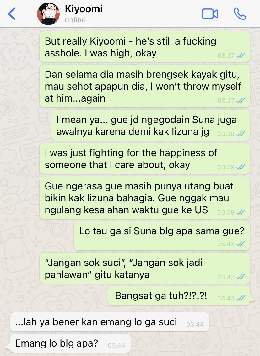 21. Karena sepanjang perjalanan di taksi awkward, Komori sibuk ngerusuhin Sakusa.Cw // harsh words, mentioned usage of recreational drugs