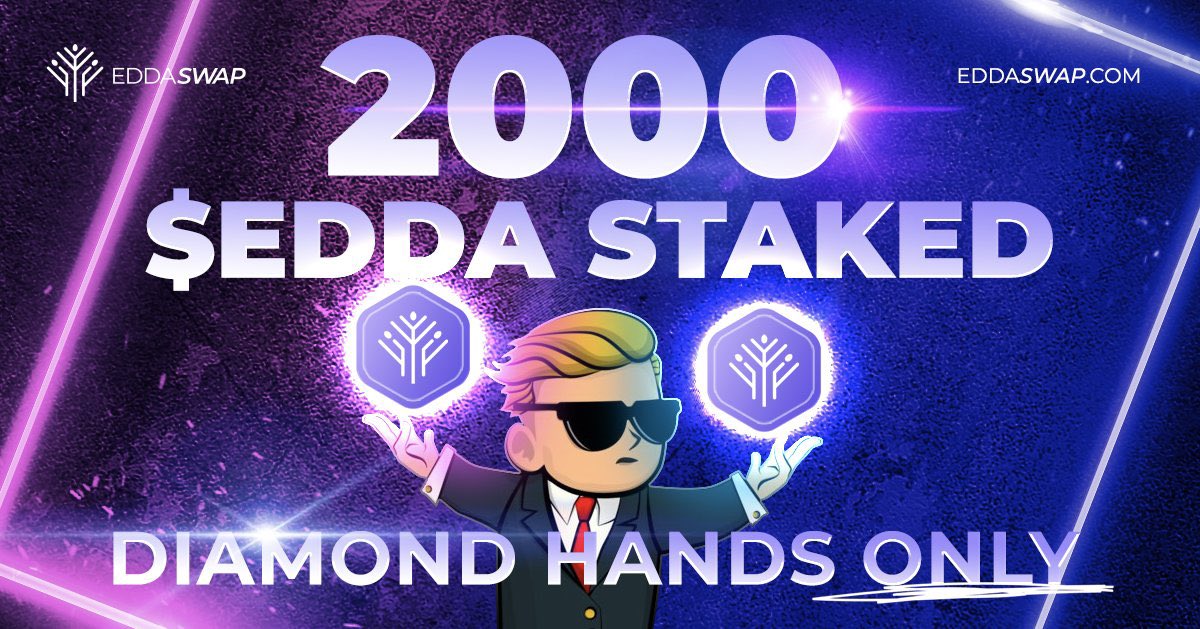EDDASWAP's tweet photo. Over 2000 $EDDA which is more than 50% of the circulating supply has now been staked! 💜🚀
#DeFiTheWorld https://t.co/4DAa1qwbEL