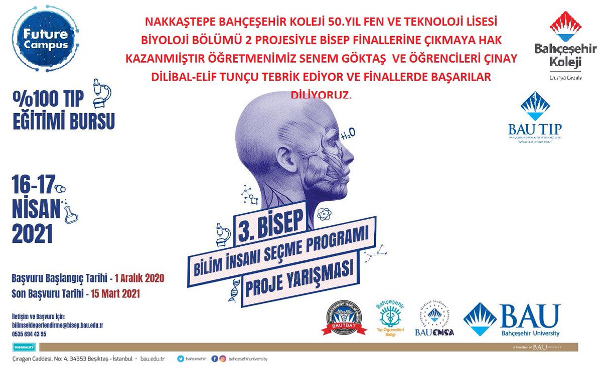 wgk897's tweet photo. BK Nakkaştepe Kampüsü Biyoloji bölümü  2 projesi ile Bisep proje yarışması finalinde. Öğretmenimize ve öğrencilerimize başarılar diliyorum. 👏💐@bahcesehir_k12 @ozgeeasln @CemaliYahya @baubisep https://t.co/231bXWr5wT