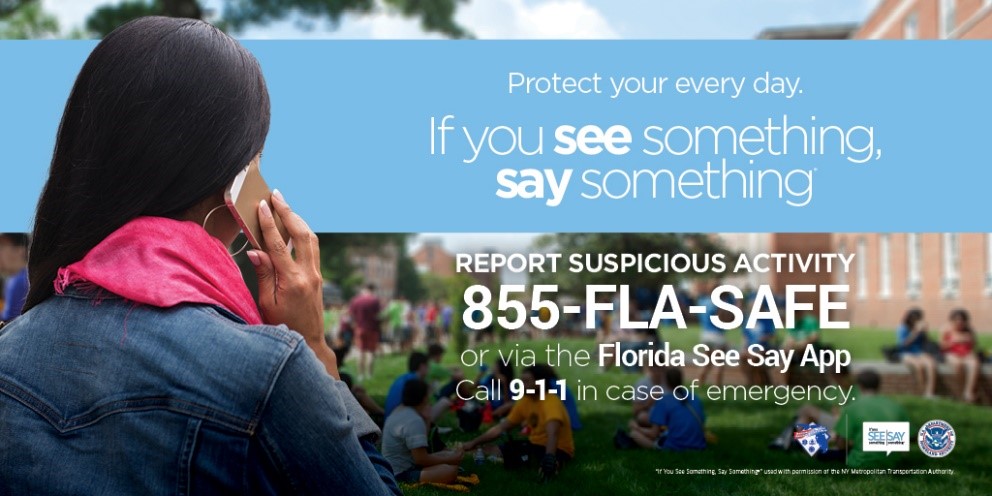 PinecrestPolice's tweet photo. As you enjoy Spring break, keep your eyes out for anything out-of-place. If you see something suspicious, say something by calling local law enforcement, by calling 855-FLA-SAFE, or reporting a tip via the Florida See Say app. #FLASAFE #FloridaSeeSay #SpringBreak2021 https://t.co/IOuhgc9Nra