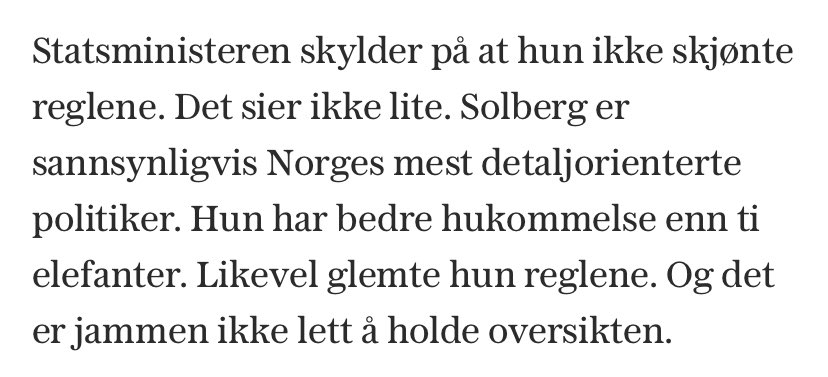 fougner's tweet photo. Det er helt ubegripelig for meg hvordan noen, og her VG nå på lederplass, kan tro på at Erna «glemte» smittevernsreglene. Ingen er så sløve. https://t.co/8ccKehHR8F