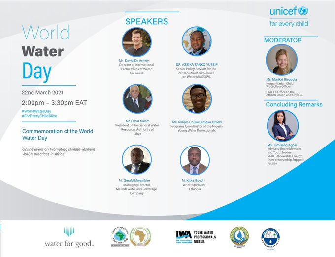 In a world where #ClimateChange and pandemics are threatening access to our invaluable water resources, a pathway to a resilient water future is pertinent.

I'm delighted to join an amazing team of #WASH experts to chart the way forward.

Register ⤵️

#ValueWater #WorldWaterDay
