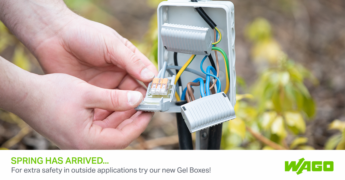 WAGOUK's tweet image. Our new WAGO Gelbox offers new possibilities for protecting our 221, 2273 &amp;amp; 2773 Series connectors from moisture (IPX8). The boxes can be easily accommodated within any junction box.

For more info please visit ow.ly/EcP450BhWXP 

#wago #FirstDayofSpring #IngressProtection