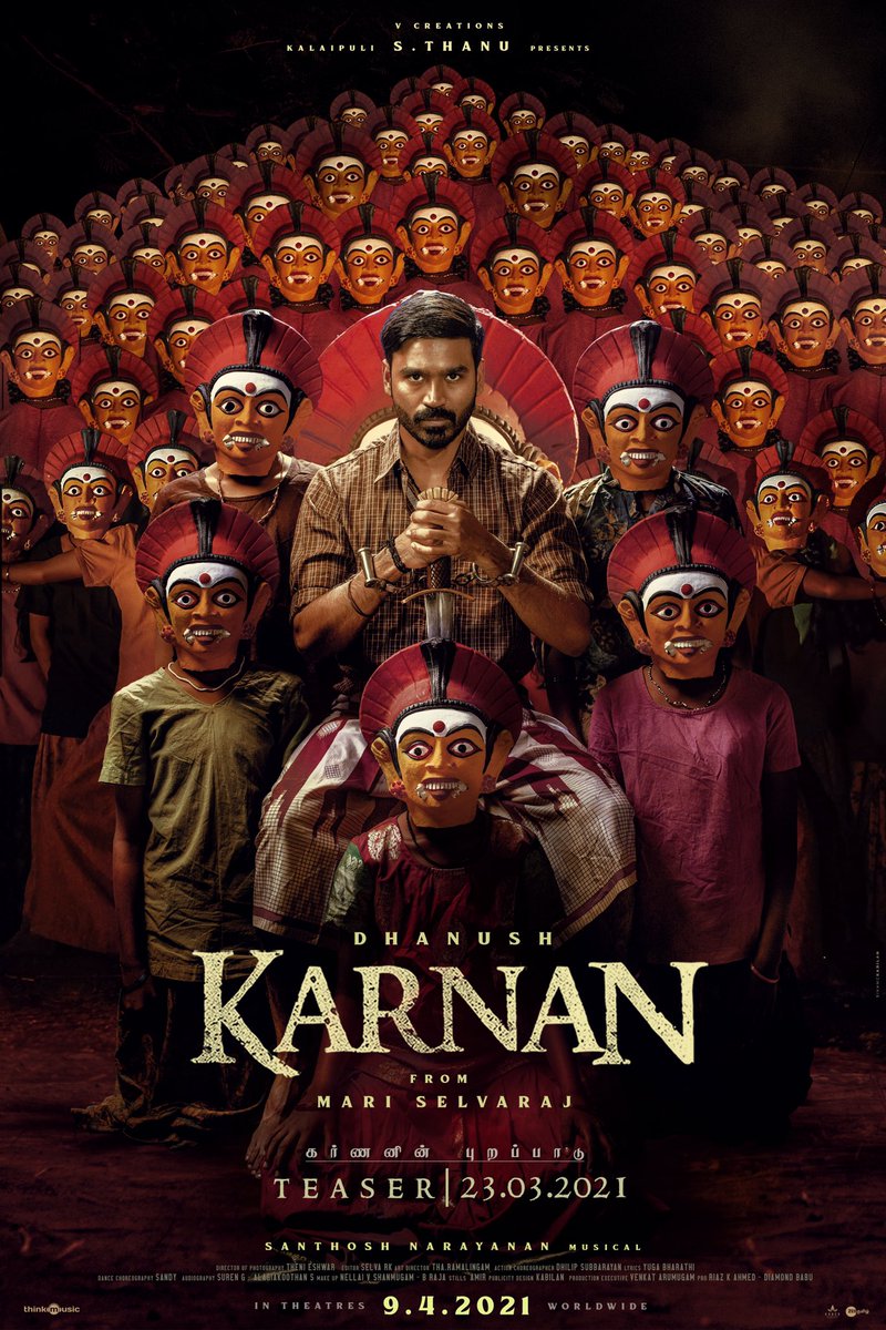 கர்ணனின் புறப்பாடு🐘 Excited to release #KarnanTeaser on March 23 #Karnan
<a href="/theVcreations/">Kalaippuli S Thanu</a> <a href="/dhanushkraja/">Dhanush</a> <a href="/Music_Santhosh/">Santhosh Narayanan</a>  <a href="/thenieswar/">Thenieswar</a> <a href="/EditorSelva/">Selva RK</a> <a href="/RamalingamTha/">Tha Ramalingam</a> <a href="/thinkmusicindia/">Think Music</a> @LaL_Director <a href="/rajishavijayan/">Rajisha Vijayan</a> @KarnanTheMovie