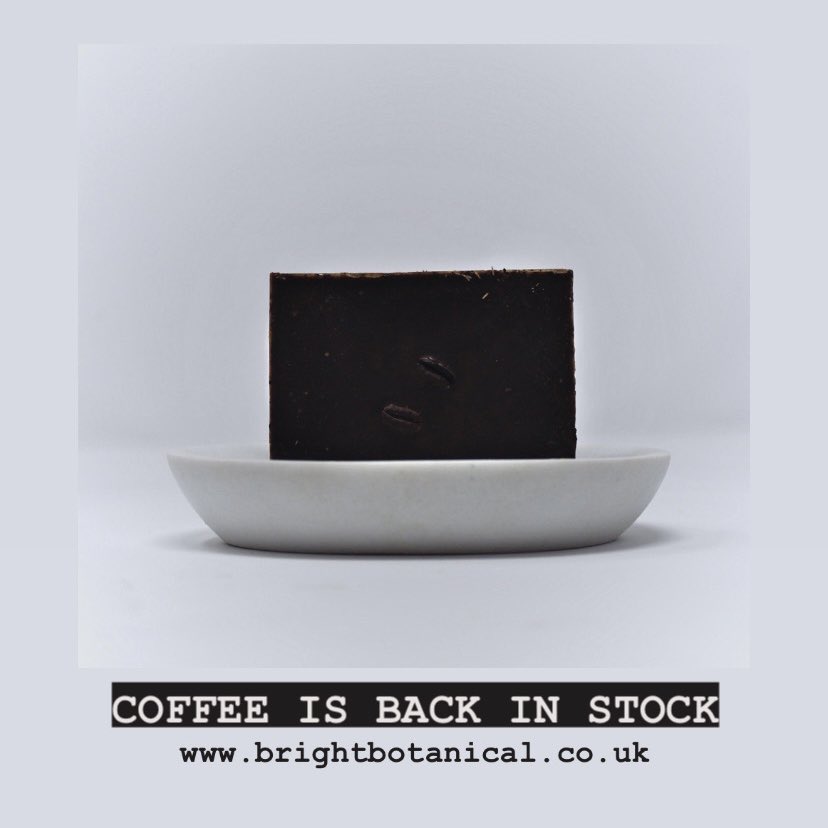 NaturalSoapsUK's tweet photo. COFFEE IS BACK IN STOCK! #brightbotanical #coffeebeanscrub #soapmaking #spasoap #vegansoap #veganfriendly #ecofriendly https://t.co/Ks3PSfAMNk