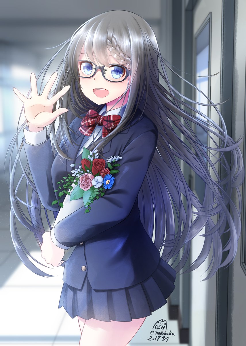 「#見た人も無言で黒髪美少女貼れ 」|ネコばかのイラスト