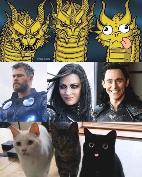 Who did it better?
#Ghidorah #Godzilla
#Thor #Hela #Loki
#cats https://t.co/RMDuVQzM1U