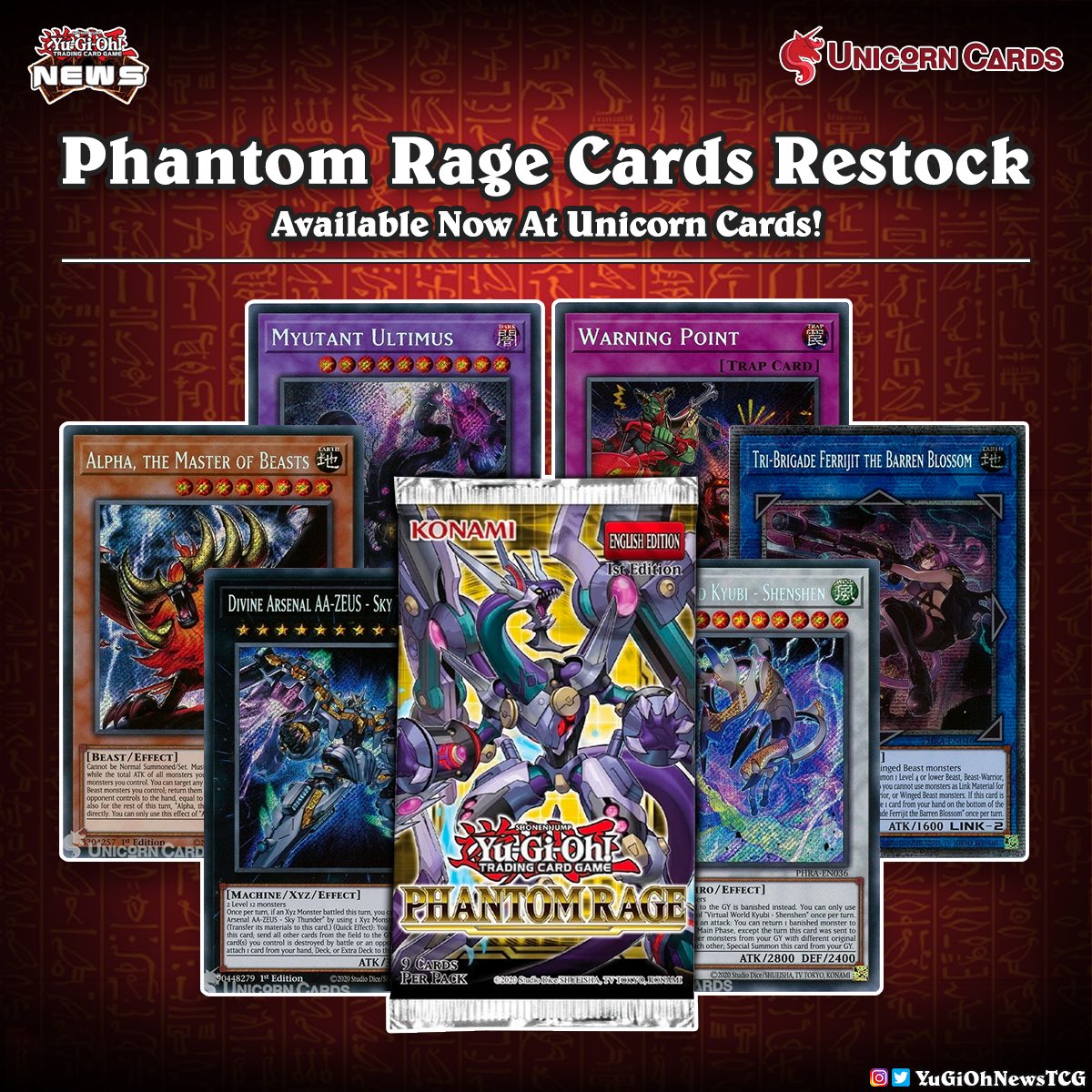 Yugioh News 𝗨𝗻𝗶𝗰𝗼𝗿𝗻 𝗖𝗮𝗿𝗱𝘀 Single Holo Cards From Phantom Rage Are Now Available On Unicorncardsuk Website T Co Nr7er1ycao 遊戯王 Yugioh 유희왕 T Co Ceu9m5gycc