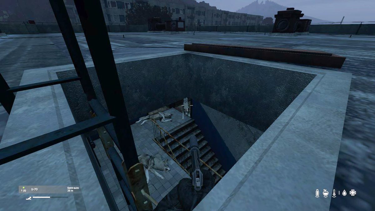 violehc's tweet photo. @DayZ Heard howling while i was on a roof in Novodmitrovsk, got 🍿 to watch the chase and...they were coming for me! They got to the last floor of the building to get me, fortunately they can't  climb stairs...yet https://t.co/7HBZFZWWYo
