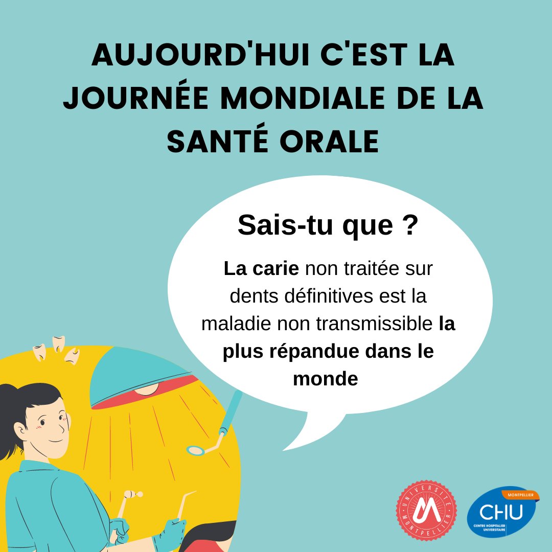 CHU_Montpellier's tweet photo. #Prévention 🦷🦷 A l'occasion de la Journée Mondiale de la #Santé #Orale, le @CHU_Montpellier vous propose un rappel des fondamentaux 😁.

Un grand merci aux étudiants d’#Odontologie qui ont réalisé ce travail sous les directives du Dr @n_giraudeau  et du Dr @caminquimbert. https://t.co/3lliqyoWXS