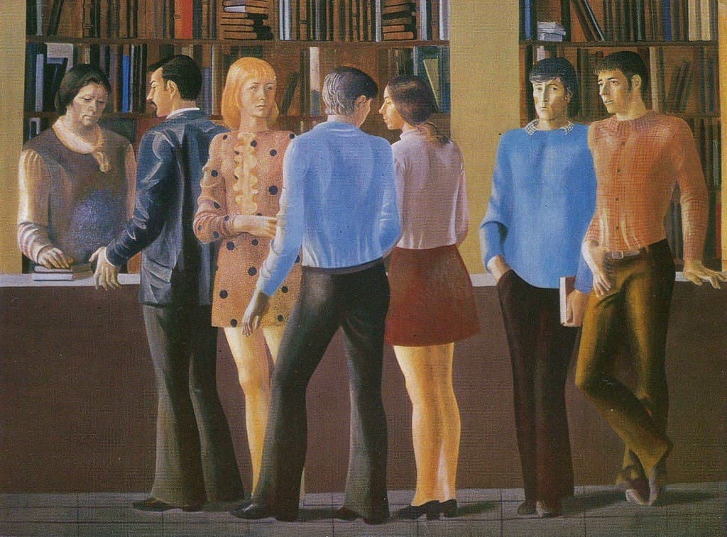 "Students" painting by Oleg Filatchev, USSR, 1975