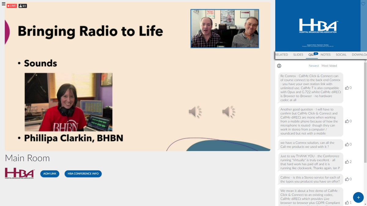 Hospital Broadcasting Association (@thehbauk) on Twitter photo An inspiring session now with <a href="/ScrutonWyatt/">Scruton Wyatt Media</a> offering their advice and tips for newer #radio #hospitalradio presenters #broadcasters. #hbauk2021 An inspiring session now with <a href="/ScrutonWyatt/">Scruton Wyatt Media</a> offering their advice and tips for newer #radio #hospitalradio presenters #broadcasters. #hbauk2021