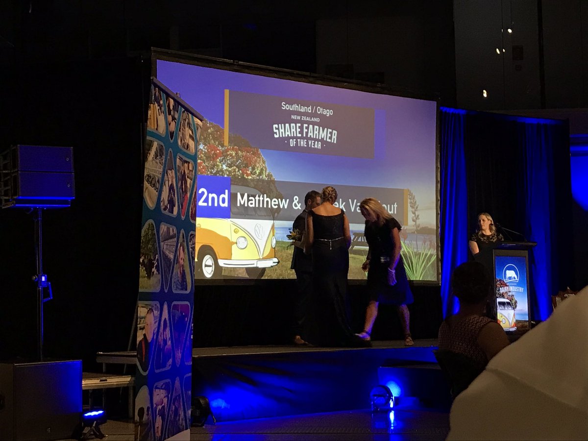 rachlocknz's tweet photo. Congratulations to Matthew &amp; Moniek Van Hout for achieving runner up Share Farmer of the Year and also to Craig &amp; Olivia McGregor for 3rd place #nzdia @VetSouthNZ https://t.co/xAU5xGMF6S