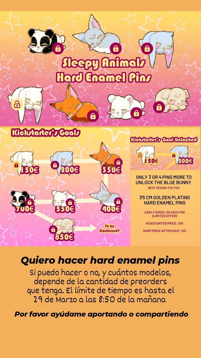 LuneAwa's tweet photo. ENG
Help please! My Kick ends in just over a week and depends on the preorders how much models of hard enamel pins can I make 💕
✨ link: https://t.co/0ZLBpWw590
ESP
Ayuda porfa! Mi Kick termina en poco más de una semana y depende de las preorders cuántos modelos puedo hacer 💕 https://t.co/Vq7K2dq2Gq