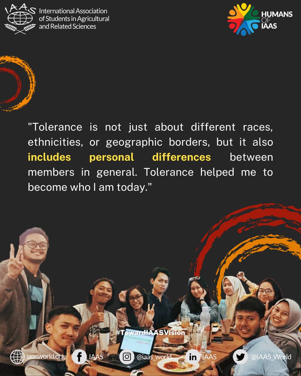 IAAS_World's tweet photo. #TowardIAASVision
Hello IAASer! Today we have a story from Bagus regarding IAAS Core Values of Diversity. Do you have a story about Diversity? You can share it on https://t.co/FYGI8902Of
#TowardIAASVision #HumansofIAAS #IAAS #ThinkGloballyActLocally #IAASCoreValues #Tolerance https://t.co/4BUN4mrQpm