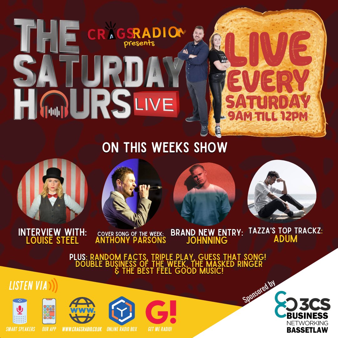 My new single, 'I'm Your Angel', will be played on The Saturday Hours on Crags Radio this morning. 

@thesaturdayhour <a href="/cragsradio/">Crags Radio</a>