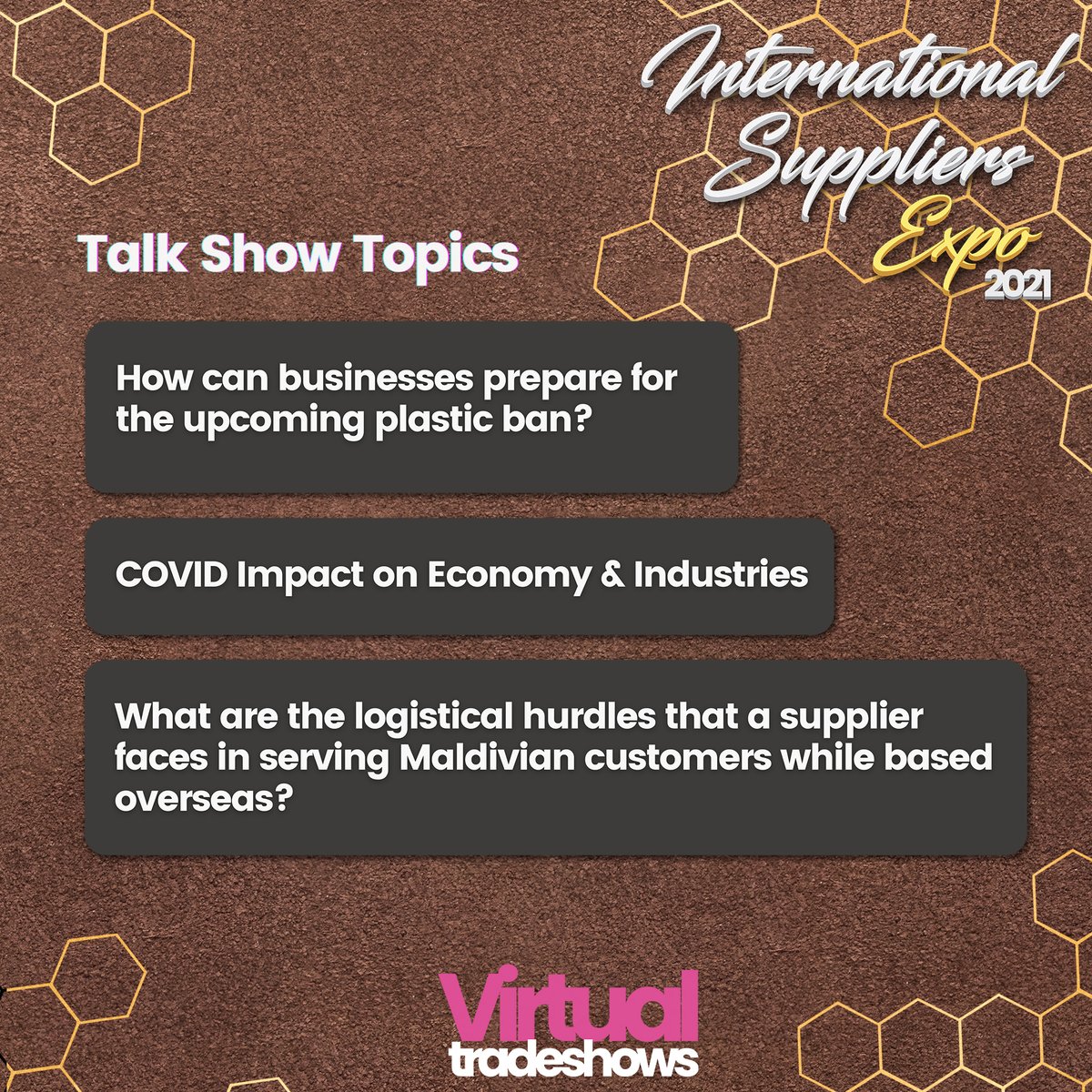 SupplyPlatform's tweet photo. International Suppliers Expo 2021 - Talk Show Topics https://t.co/31pNVkZmpm