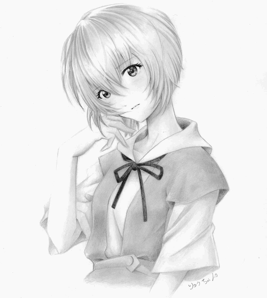 りゅうちゃん 幻想絵師 エヴァンゲリオンの綾波レイ 鉛筆画 デジタル絵を意識して描いてみました エヴァンゲリオン 綾波レイ イラスト 絵描きさんと繋がりたい イラスト好きと繋がりたい 拡散希望