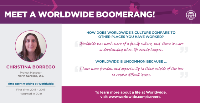 Shubrii's tweet photo. Would you "boomerang" to a company where you previously worked? We have team members who came back to us. Meet Christina who came back for the culture and teamwork. #UncommonCRO #UncommonTeam @worldwidetrials https://t.co/oHV7XgljvR https://t.co/ykoy8ILpBQ
