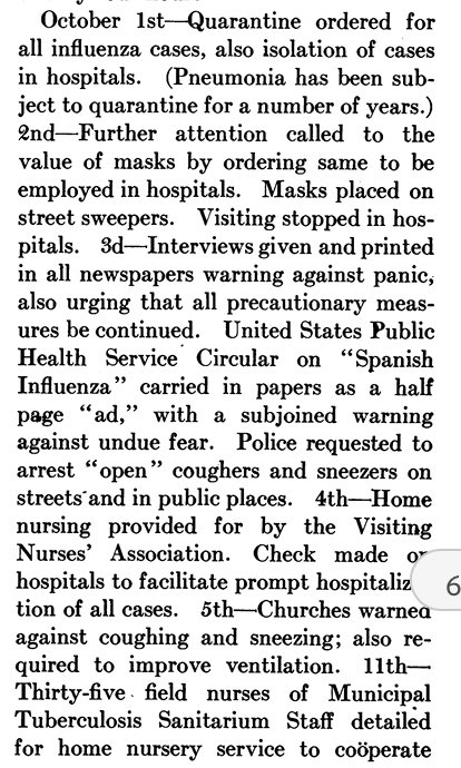 ..’isolation & quarantine.. home nursing provided (see my thread on home nursing).. churches required to improve ventilation.. 150 city health officers on full time service’ 3/