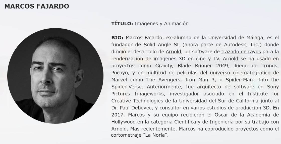 ¡Marcos Fajardo será uno de nuestros ponentes invitados!

Marcos es emprendedor en el área de gráficos por ordenador. 🎬En 2017, él y su equipo ganarón el Oscar de la Academia de Hollywood en la categoría de ciencia-tecnología🎬

Más detalles en: congresocedi.es/#keynotes