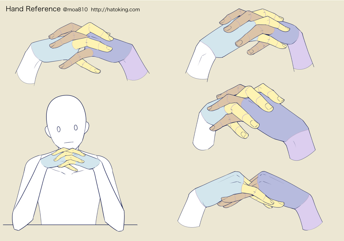 Moa トレスokな手のイラスト資料集に ゲンドウポーズ The Gendo Pose を追加しました 少し前に描くだけ描いて蔵入りしていたので この機に 指を下方向に組む 右下図 とあざとい感じ Hand Refs For Artists T Co wjw0jtjn T Co