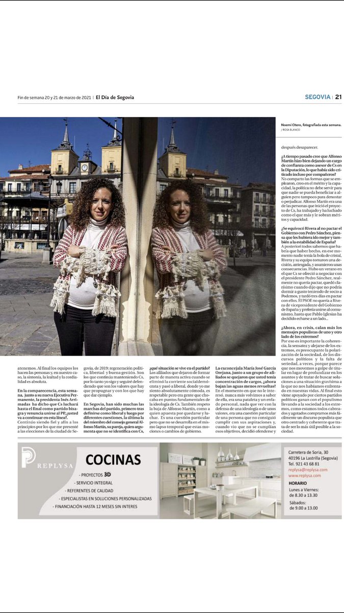 📰🗞 Entrevista a <a href="/Noemiotero27/">Noemí Otero Navares 🇪🇸</a> , coordinadora provincial de Cs Segovia, en <a href="/ElDiaSegovia/">El Día de Segovia</a> 

👇👇👇
