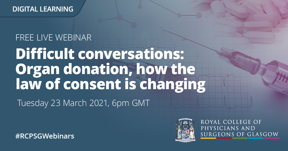 Don't forget to register for our next free College webinar on Tuesday, where we'll look at the law, ethics and communication around organ donation: ow.ly/PqKj50DQP6W

@JackieDocjt @Richard73015322 @RenalRie @gi_renal @qeuh_surgery