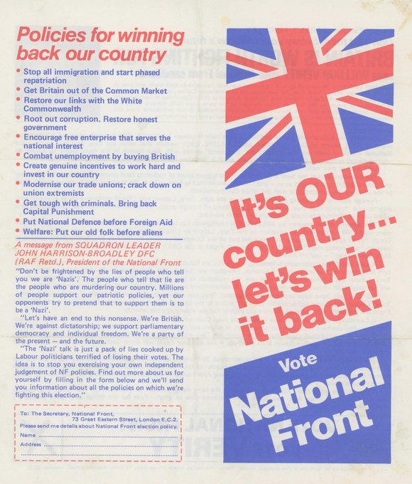 Somebody else posted this earlier, but it is extraordinary how much the National Front's 1973 stated policies match the Tories' in 2021. How far to the right we have moved as a country. Nigel Farage has done one hell of a job