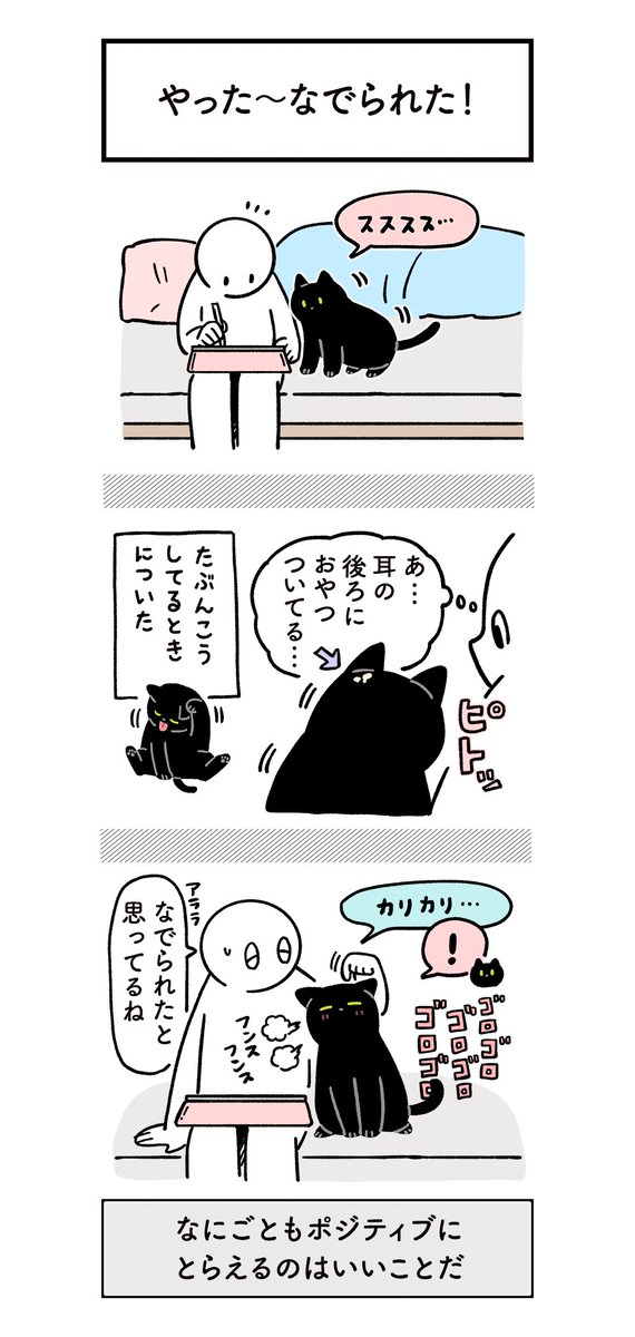 ねこはポジティブなときも若干ネガティブなときもかわいいのであった。という絵日記(2まいある)
#ろんの絵日記 