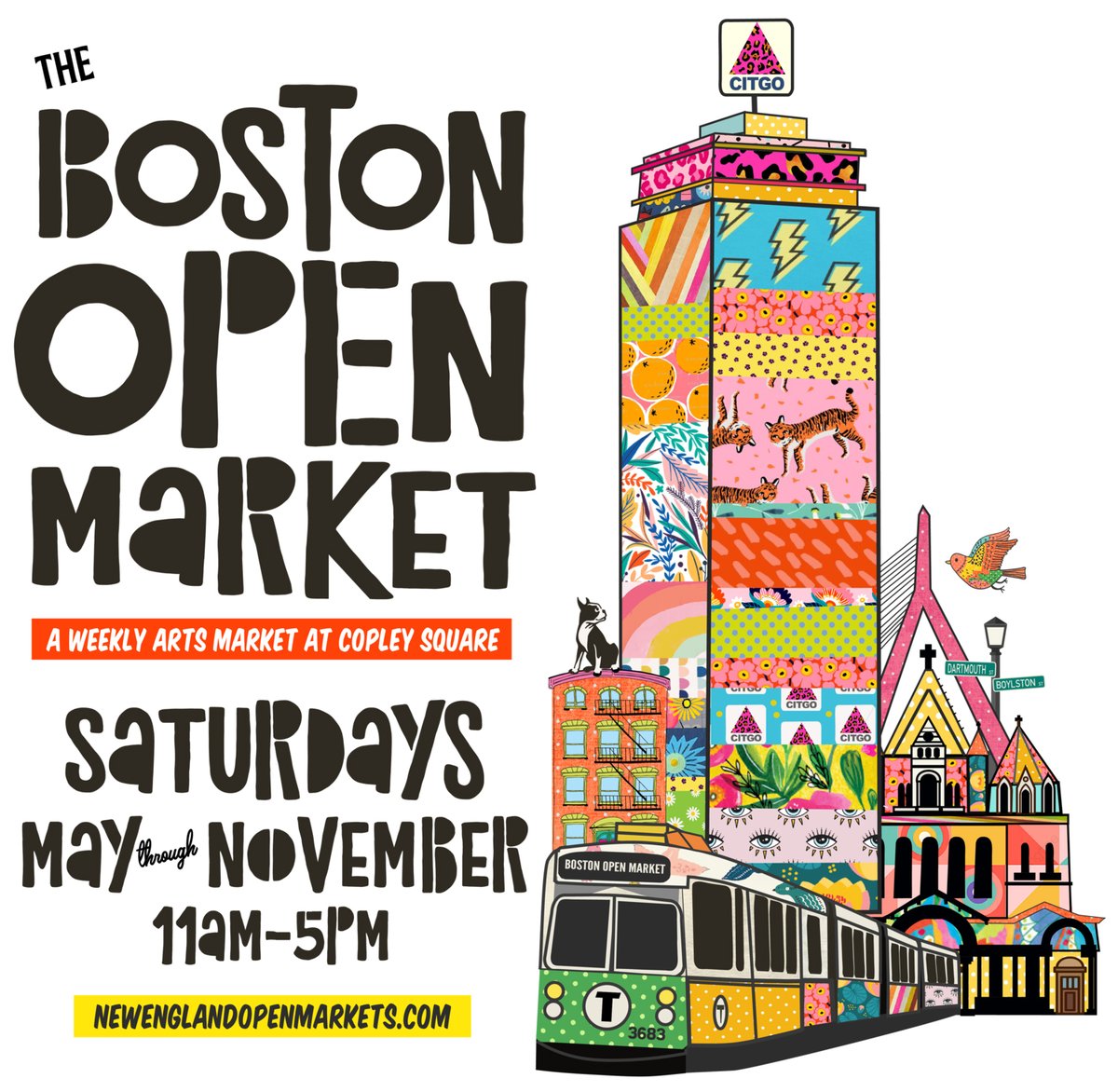 We are happy to announce our newest location, the Boston Open Market at Copley Square! In partnership with the Friends of Copley Square, this new weekly arts market will be held every Saturday, May through November from 11am-5pm. Opening Day is Saturday, May 1st