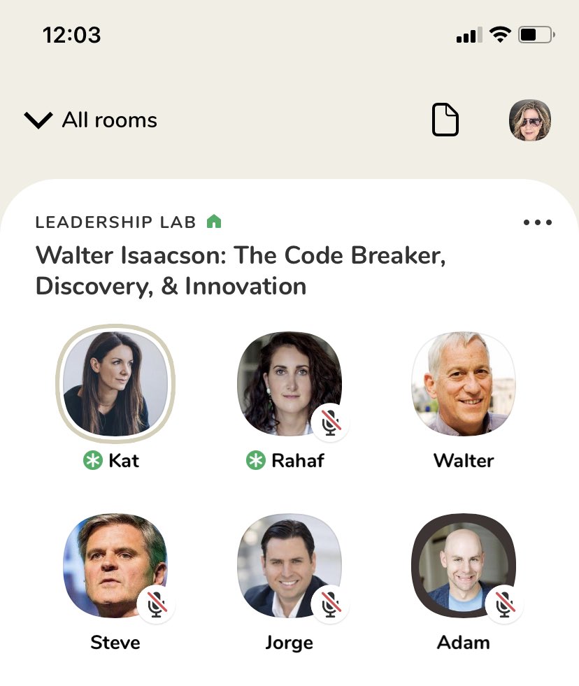 VickieMacFadden's tweet image. This has been an amazing conversation. #WhyILoveClubhouse ⁦@WalterIsaacson⁩ #TheCodeBreaker