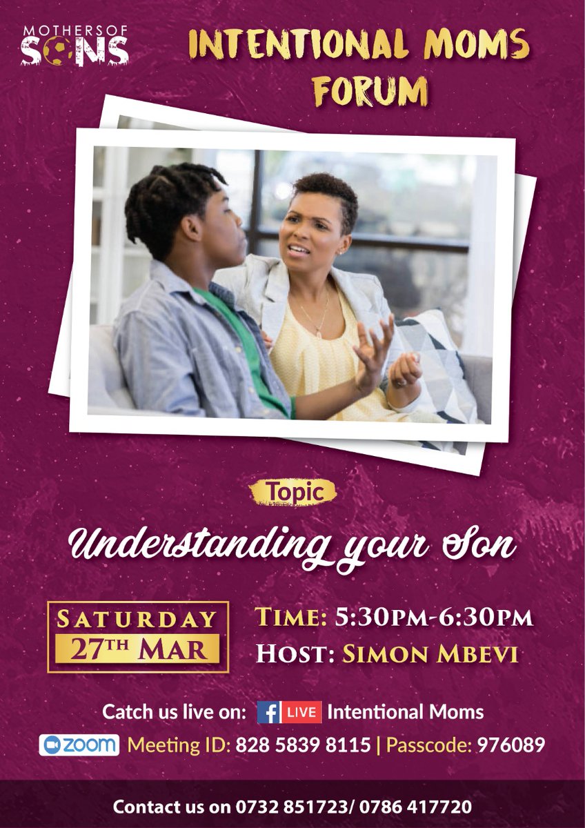 How well do you know your son? 
Intentional Moms forum aim is to make you understand your son as he grow through stages. Learn how to deal with the challenges facing the boy such as technology, peer pressure and sexuality.