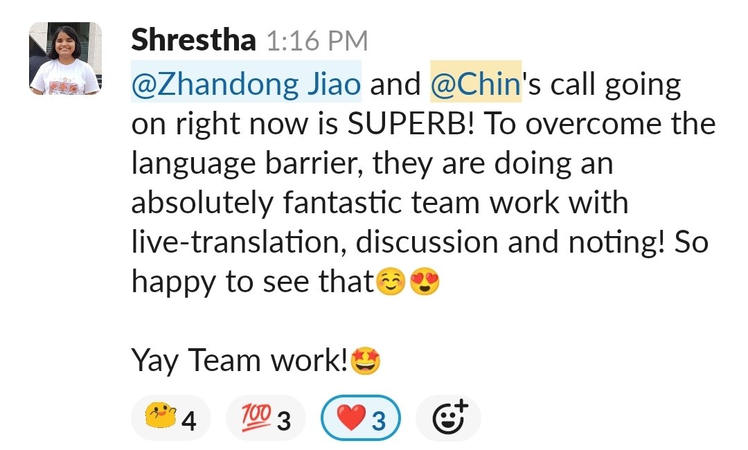 champs_elisa's tweet photo. And that's a wrap for my Ambassadors Calls! Xie xie to everyone who participated. ๐๐ป We truly appreciate the time you spent with us. #iGEM2021 #synbio
Also, language barrier is not a hindrance if we all work together! ๐ฅฐ #AwesomeTeamwork #inclusivity https://t.co/L2SOBXKbde
