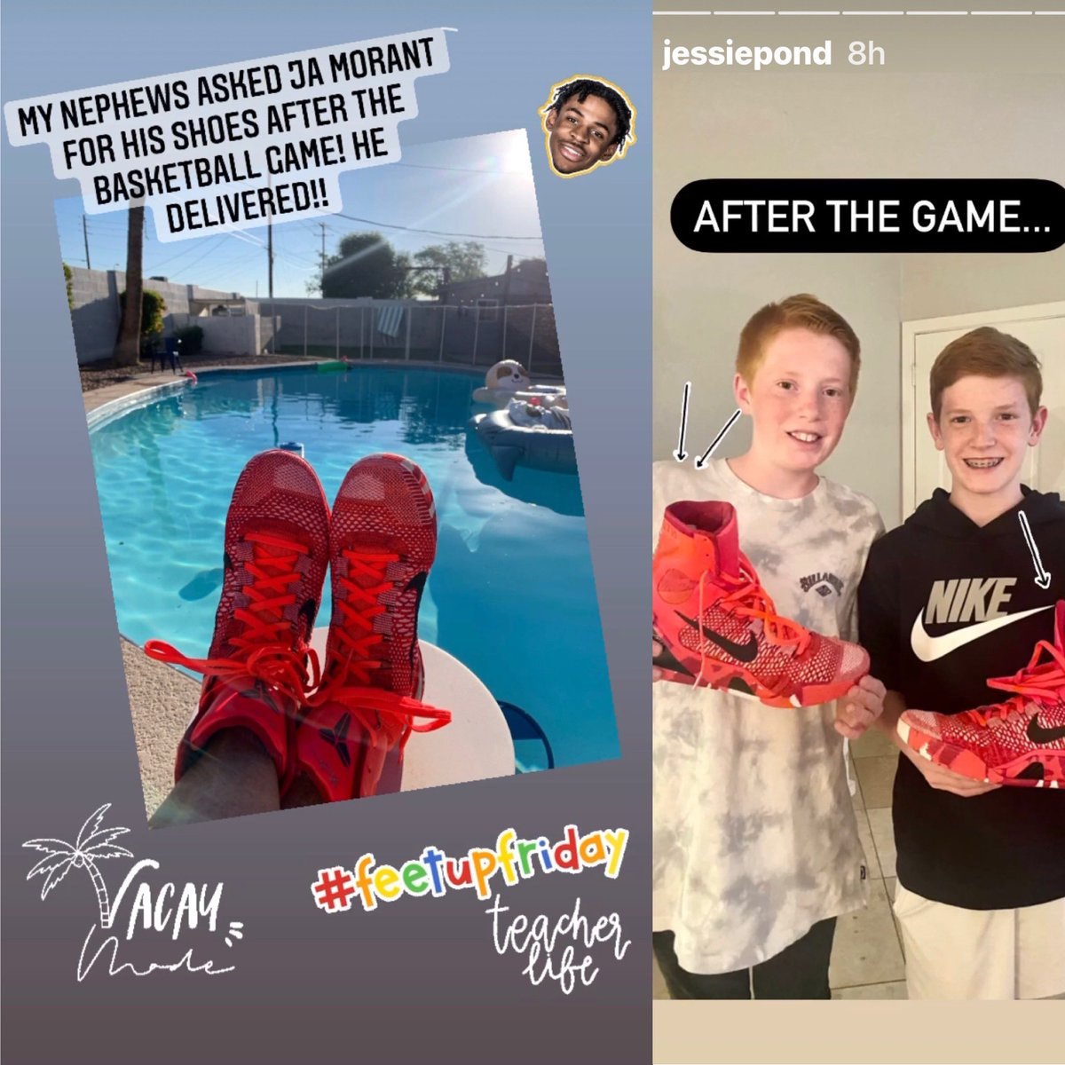ADisneyMiller's tweet photo. @JaMorant Spring Break 2021- You made my nephews dreams come true and my #feetupfriday teacher pic a classic! Thankful for your generosity!! https://t.co/cWq7HHovd2