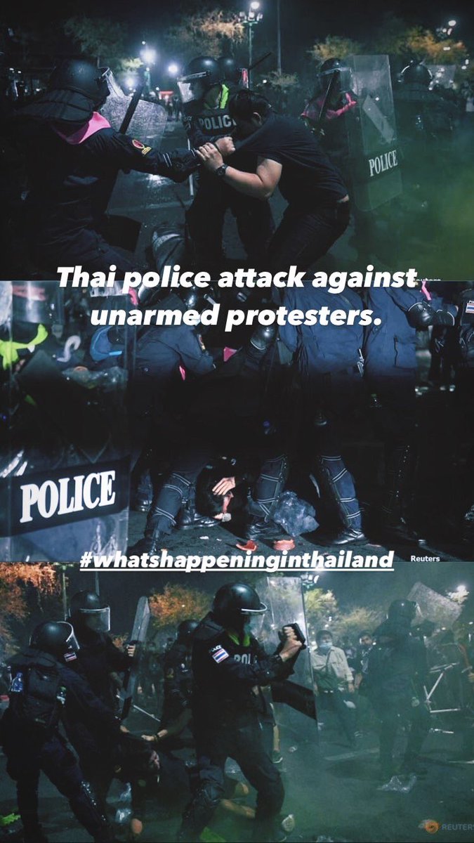 ✨Pls rt✨

- Thai police used rubber bullets against unarmed protesters -

- Thai police attack against unarmed protesters -

สารเลว! #ม็อบ20มีนา #WhatsHappeningInThailand