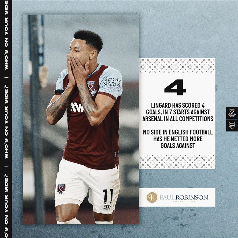 J Lingz has an eye for goal against the Gunners 👀

⚒ <a href="/PRSolicitors/">Paul Robinson Solicitors</a>

#WHUARS