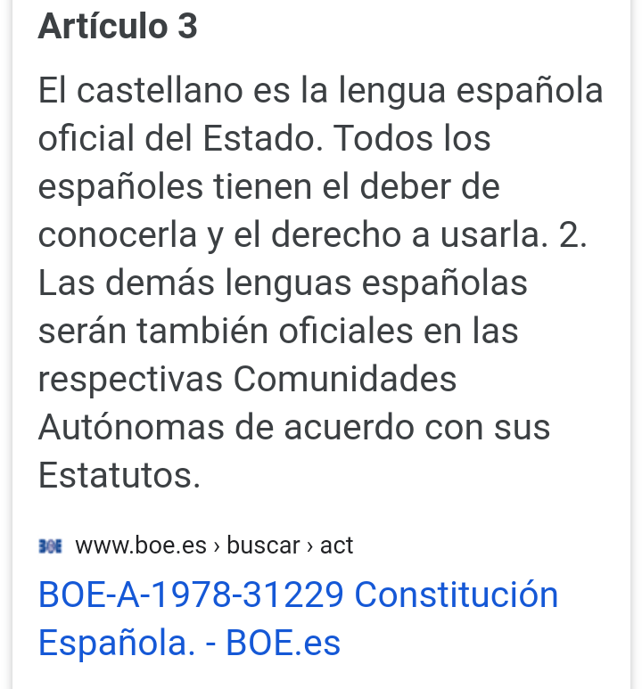 marianpy1's tweet photo. @PedroInsua1 A ver si nos leemos entero el artículo, dónde dice las demás lenguas serán oficiales en sus respectivas comunidades autónomas... Y esa es su lengua oficial https://t.co/fmLuWTOgq8