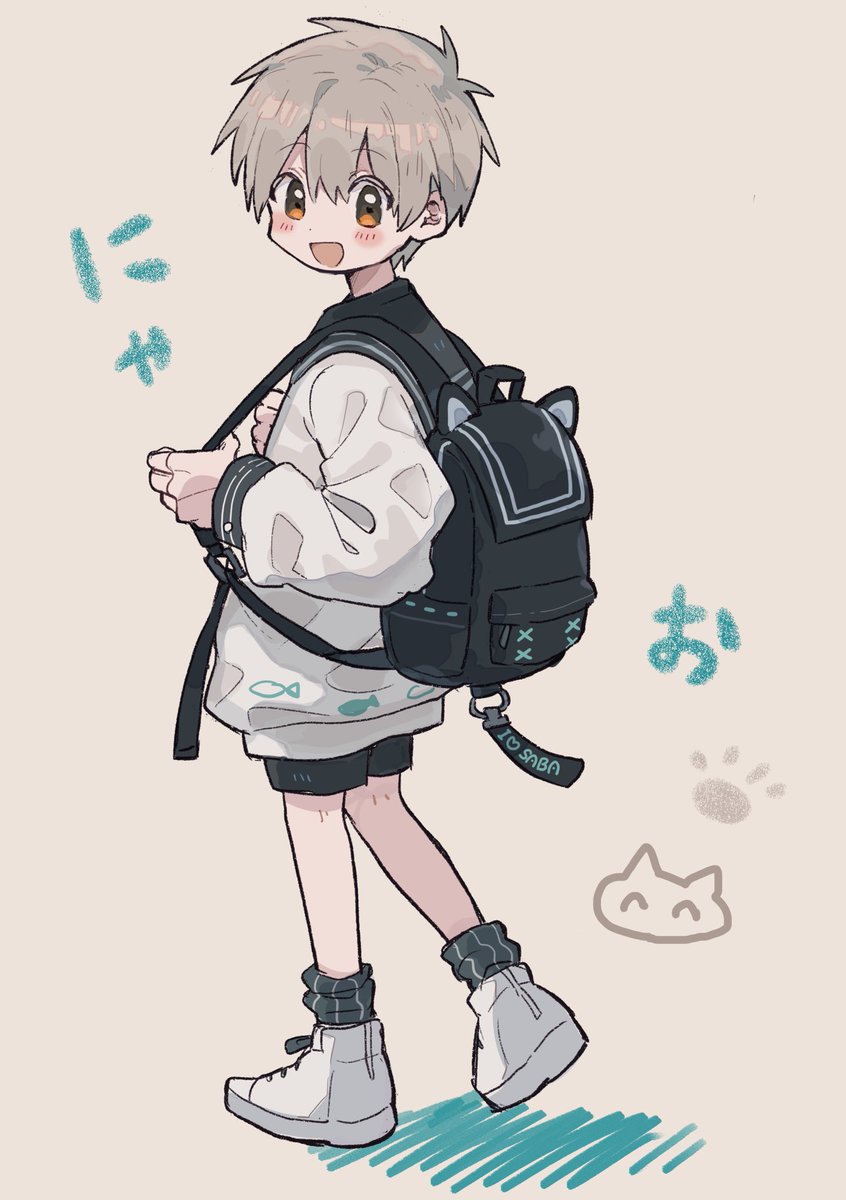 male focus 1boy backpack bag shorts solo male child  illustration images