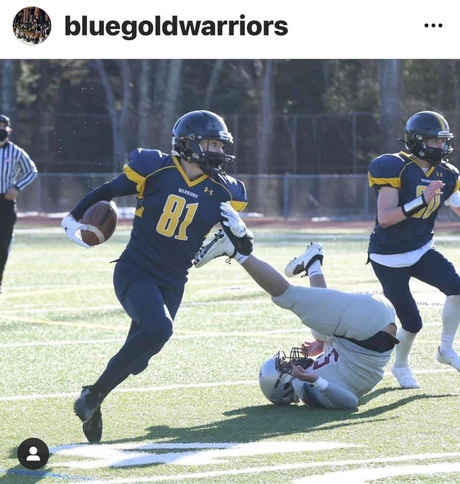 AHSFtball's tweet photo. Have you met the newest member of Warriors Football?  
I know Lowell won’t forget him!!
Welcome to the team Anthony Previte (Senior) 💙💛🏈
📸 Lindsey Reeves Photography https://t.co/YFieRY4Cf7