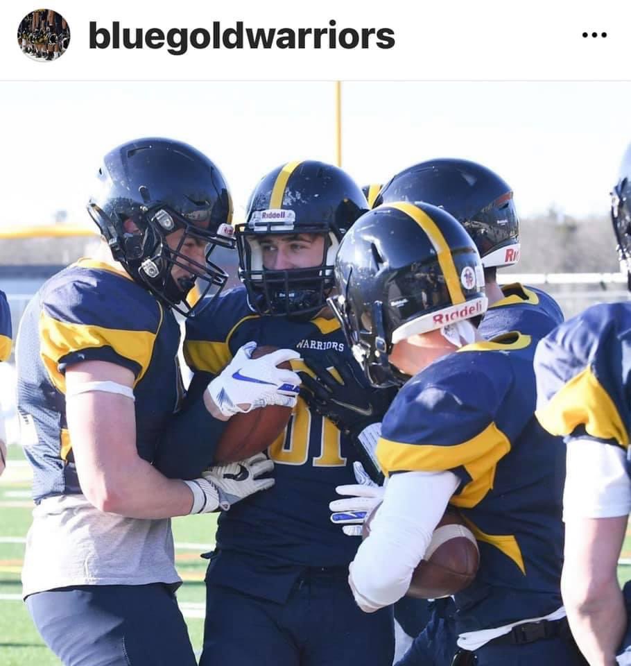 AHSFtball's tweet photo. Have you met the newest member of Warriors Football?  
I know Lowell won’t forget him!!
Welcome to the team Anthony Previte (Senior) 💙💛🏈
📸 Lindsey Reeves Photography https://t.co/YFieRY4Cf7
